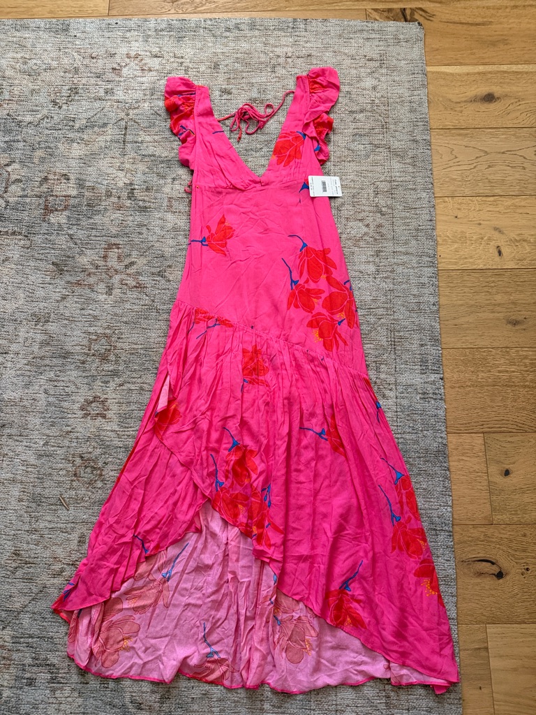 Free People Hot Pink Floral Maxi Dress